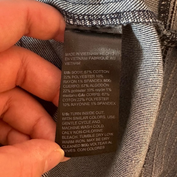 White House Black Market Sleeveless Denim Fit & Flare Dress Size 18 Embroidered - Picture 8 of 9